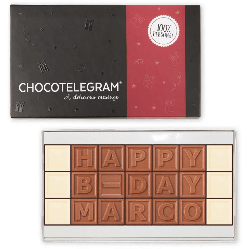 cadeau voor opa 75 jaar - chocolade telegram
