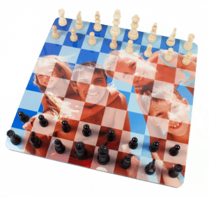 Schaakspel met eigen foto - cadeau voor Opa zelf een bordspel maken - schaakspel met foto
