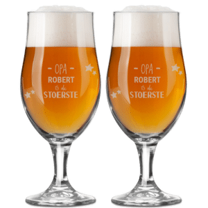 Cadeau voor Vaderdag voor Opa - bierglazen met eigen naam
