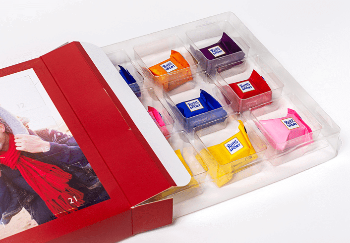 Adventskalender met chocolaatjes en eigen foto's cadeau sinterklaas man 75 jaar - adventskalender foto en chocolade