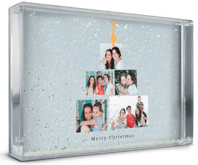 kerstcadeau voor Opa - glitterblok sneeuwbol met eigen foto