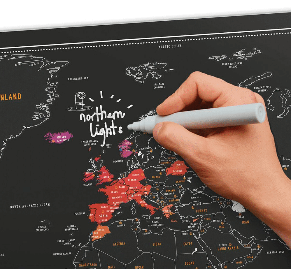 Wereldkaart om te krassen - met krijtpen scratch map - met krijtpen