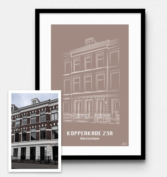 Cadeau verhuizen housewarming - Tekening van het huis