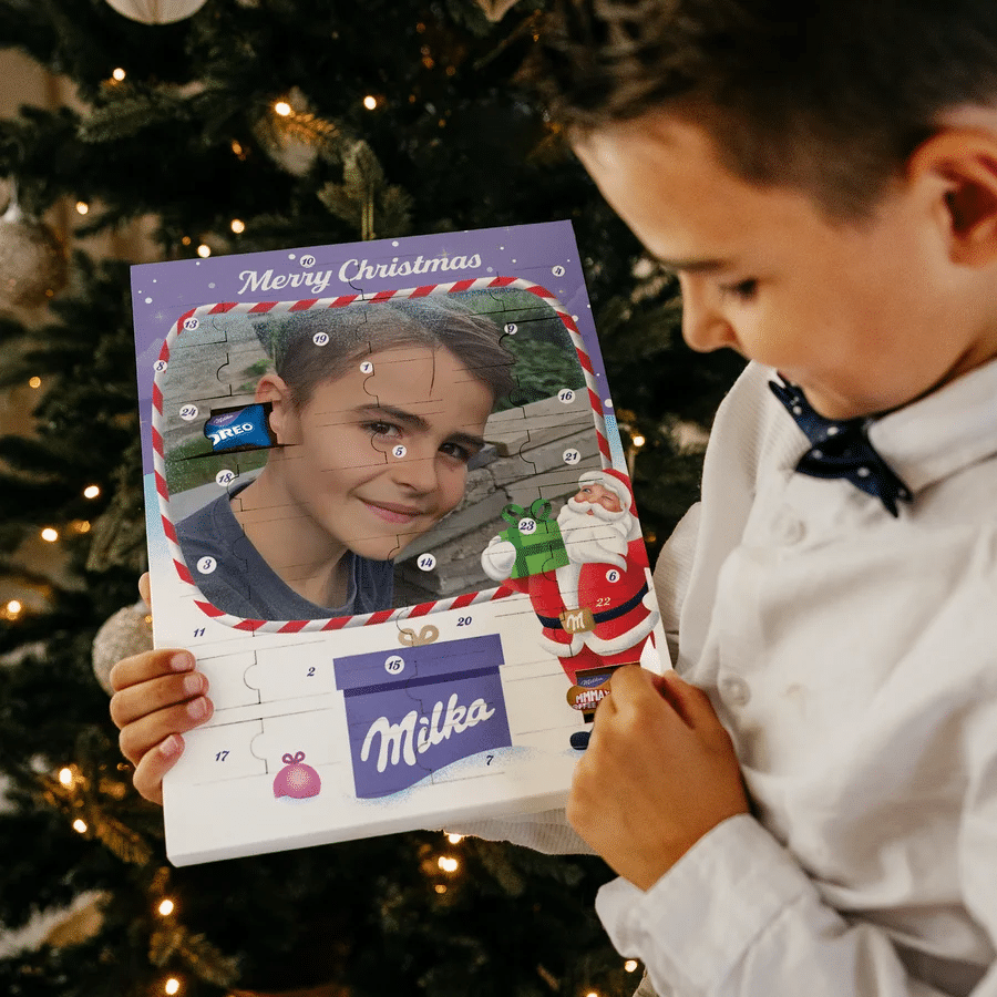 adventskalender met foto en chocolade - cadeau voor opa