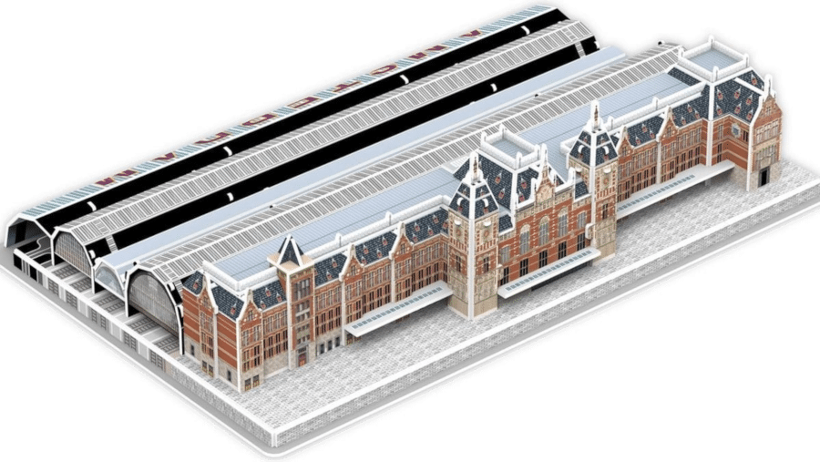 3D-Puzzel Nederlandse Amsterdam centraal station - origineel cadeau voor Opa